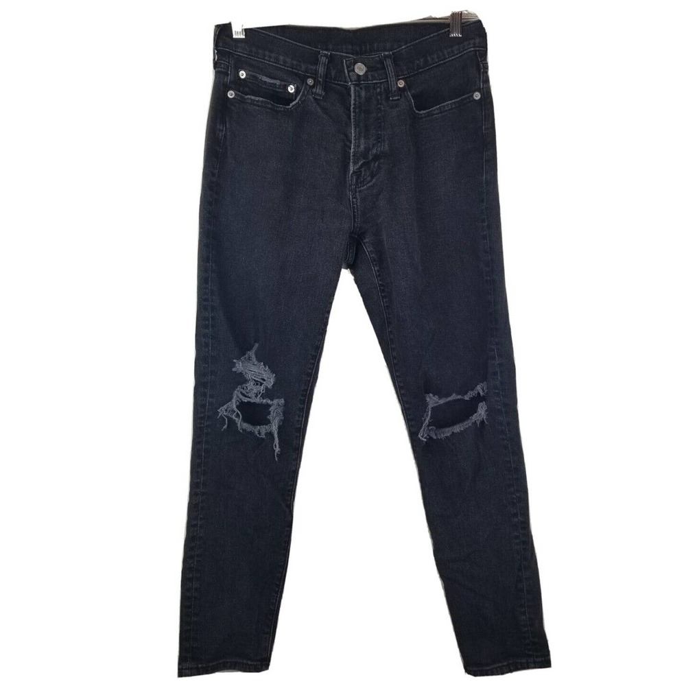 Men's Abercrombie & Fitch Slim Taper Jeans Stretch Black 29x30 Destroyed Holes